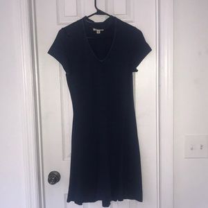 Navy, Short-Sleeved Neck/Chest Cutout Dress